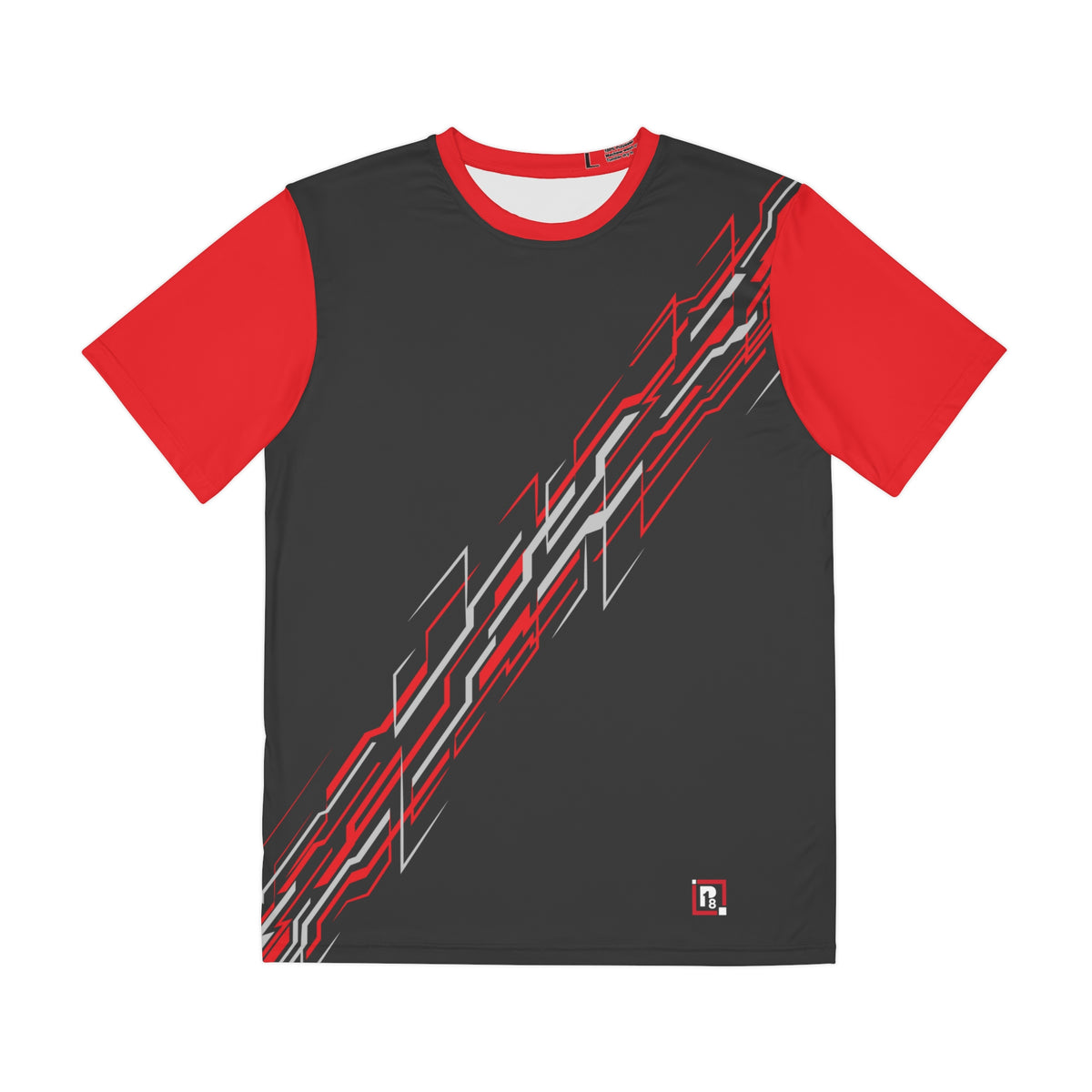 Men's Black and Red Graphic Printed Round Coller T-Shirt