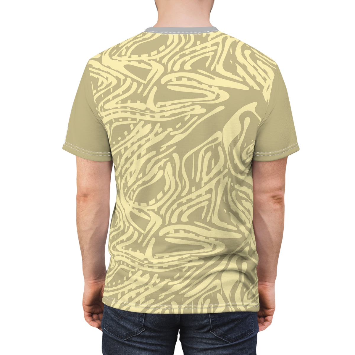 Light yellow abstract patterns Printed Cotton T-Shirt