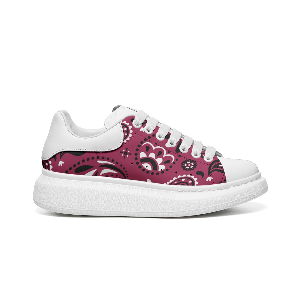 Unisex Non Slip Lace Up Faux Leather Sneakers