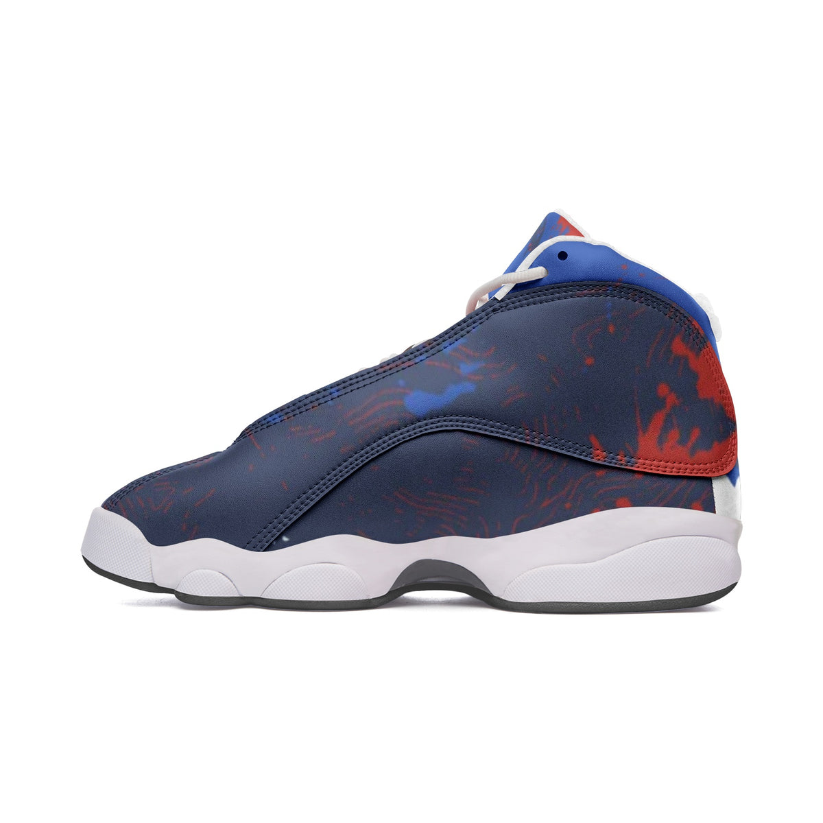 Men's Abstract Blue and Red High-Top Sneakers