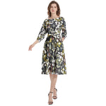 Boat Neck Belted Flared Dress