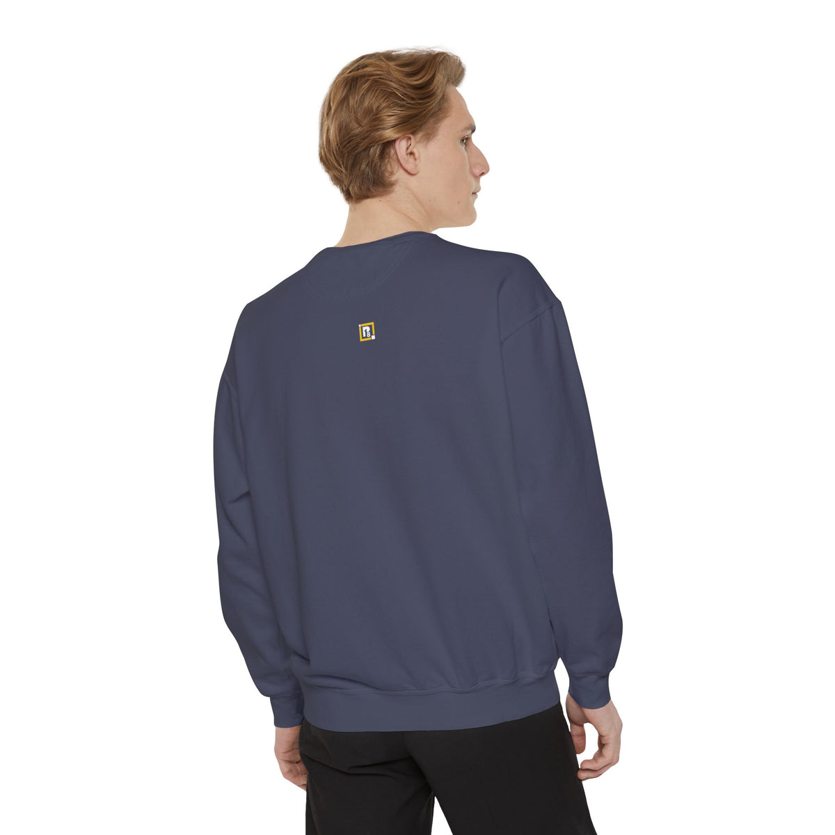 Men's Navy Blue Denim Style Printed Sweatshirt