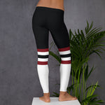 Women’s Black, White & Maroon Panel Leggings