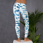 Women’s Blue & White Abstract Print Leggings
