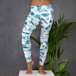 Women’s Blue & White Abstract Print Leggings