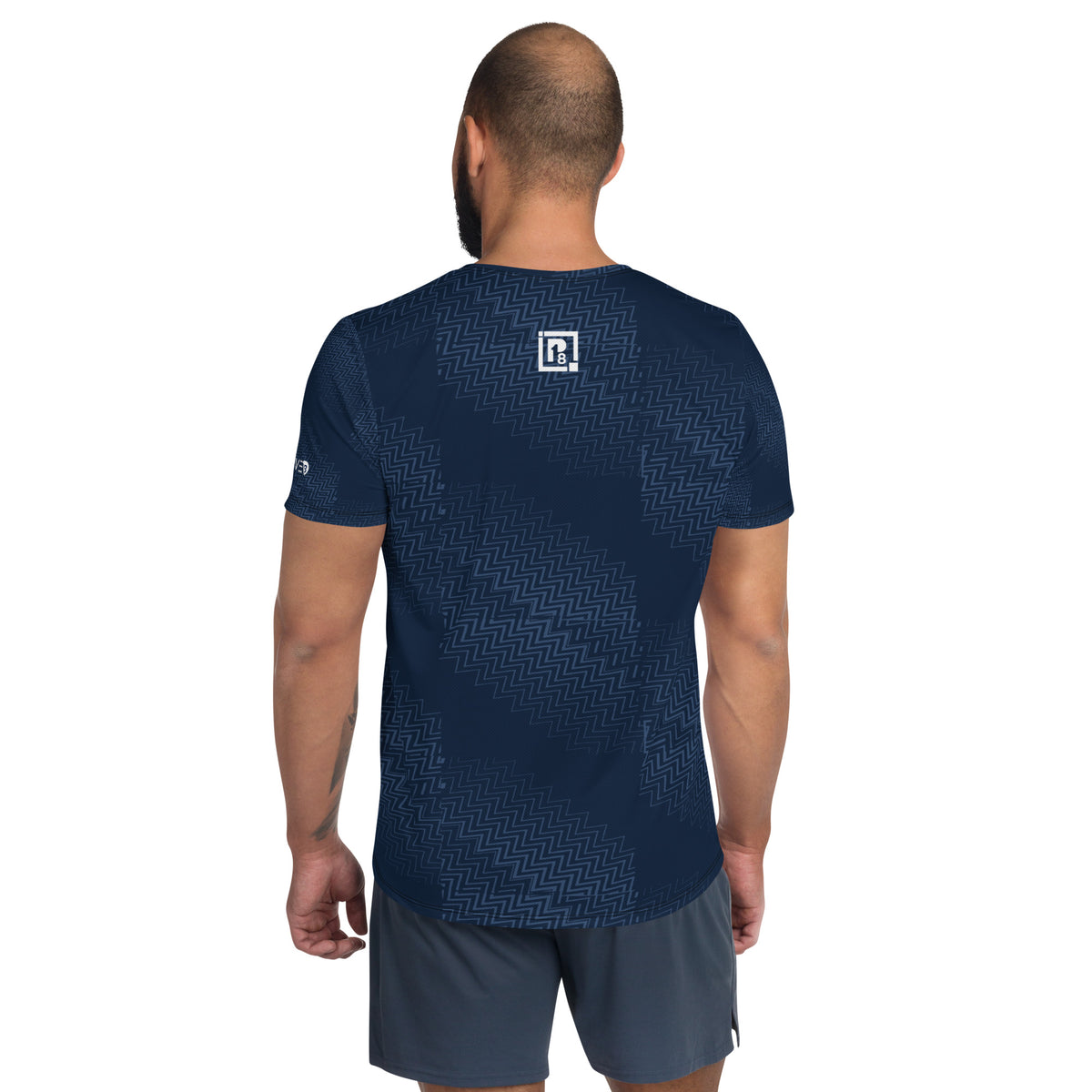 Navy Blue Chevron Athletic T-Shirt for Men