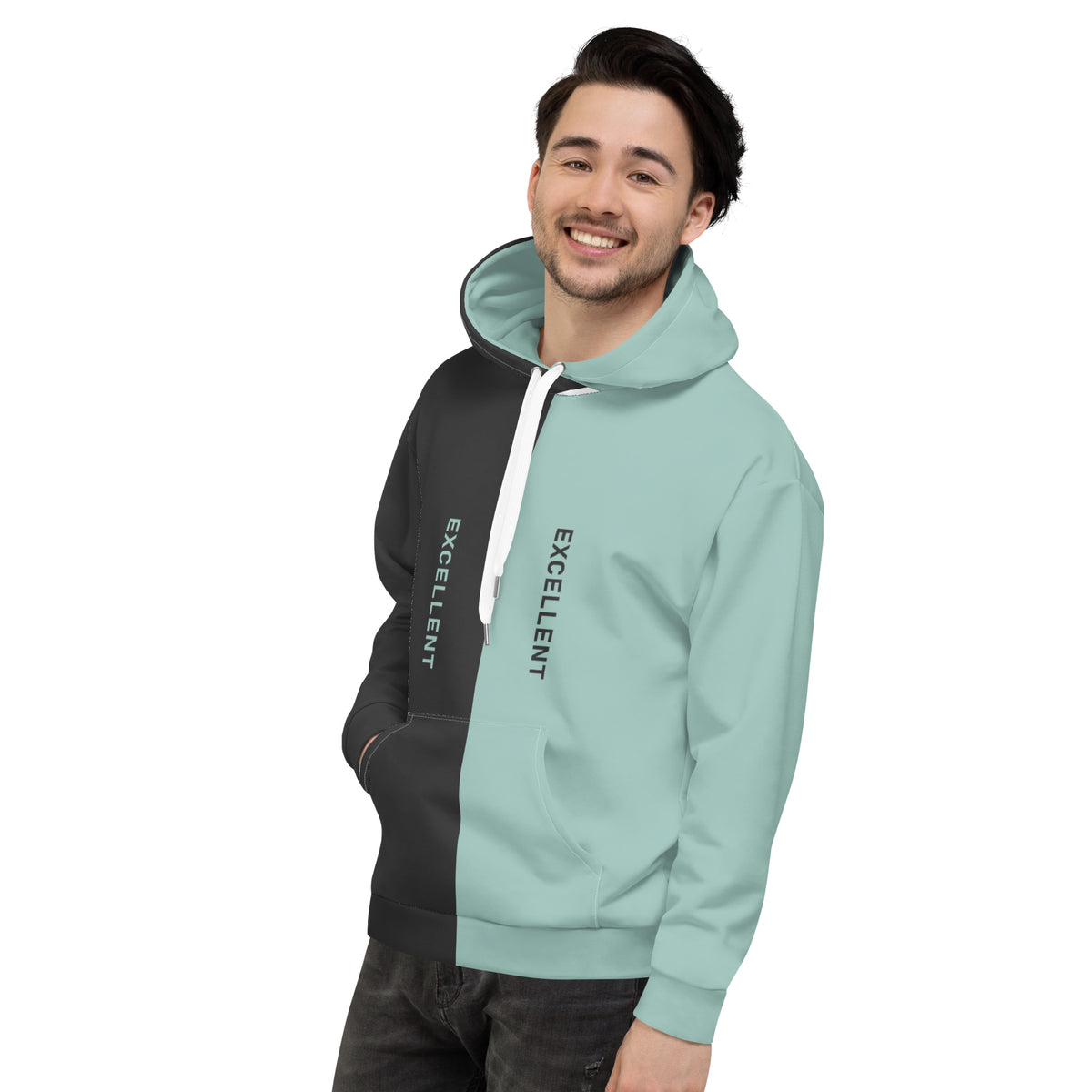 Men's Full Sleeve Excellent Graphic Split-Color Unisex Hoodie