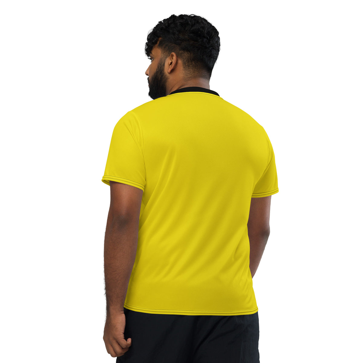 Men's Yellow and Black V-Neck Sports T-Shirt