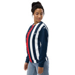 Women's Navy, Red, and White Striped Sweatshirt