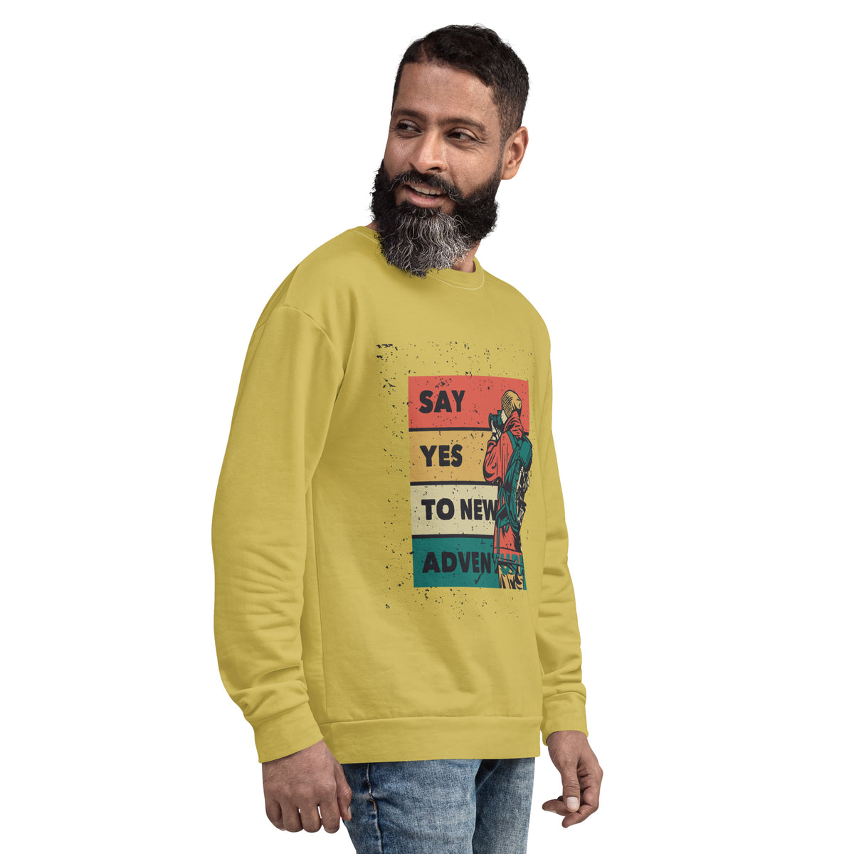 Men's Full Sleeve Printed Sweatshirt (Mustard Yellow)