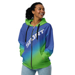 Women’s Blue & Green Sportswear Zip-Up Hoodie