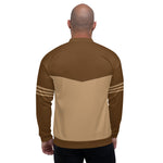 Men's Full Sleeve Brown Color Block Bomber Jacket