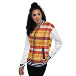 Women's Plaid Print Zip-Up Bomber Jacket
