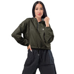 Women's Dark Olive Cropped Windbreaker Jacket
