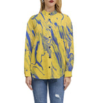 Women's Abstract Swirl Print Button-Up Shirt – Bold & Trendy