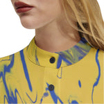 Women's Abstract Swirl Print Button-Up Shirt – Bold & Trendy