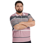 Men’s Striped Pattern Pink, Gray Polo T-shirt