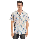 Men’s Blue Leaf Pattern Short Sleeve Shirt