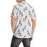 Men’s Blue Leaf Pattern Short Sleeve Shirt