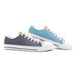 Men's Gray and Orange Low-Top Canvas Sneakers