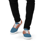 Men's Blue & Brown Lace-Up Canvas Shoes