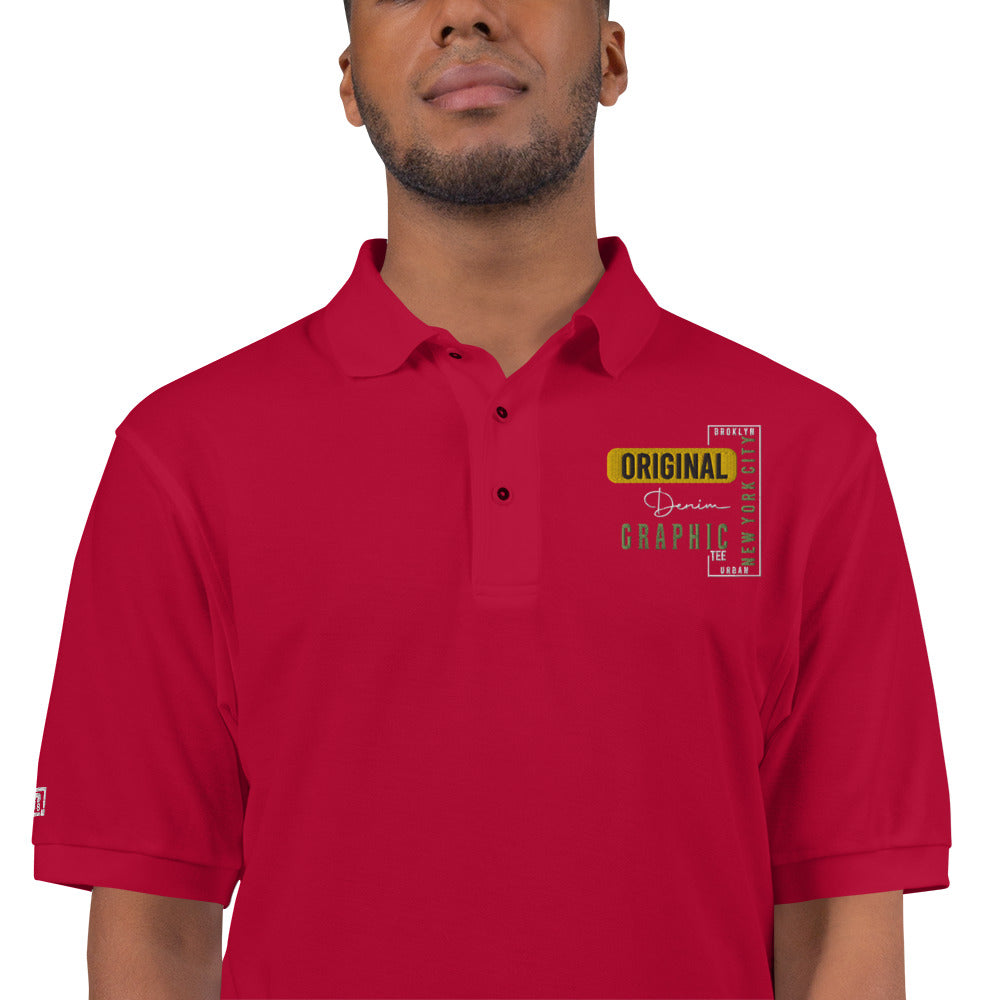 Men's Original Denim Graphic Red Polo T-Shirt