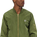 Men’s Olive Green Bomber Jacket – "Be Brave, Be Yourself"