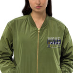 Women's Olive Green Bomber Jacket – ""Move Fast"" Streetwear Edition