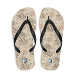 Women's Earth-Tone Leaf Print Flip Flops