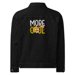Women's Black Denim Jacket – "More Than Cool" Graphic Print Streetwear