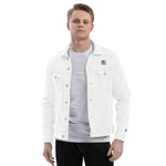 Men’s White Denim Jacket – ""Focus"" Embroidered Statement Piece