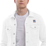 Men’s White Denim Jacket – ""Focus"" Embroidered Statement Piece