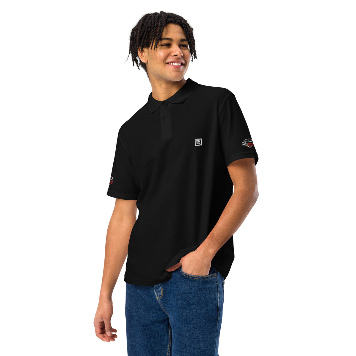 Black Unisex Piqué Polo Collar Pure Cotton T-Shirt