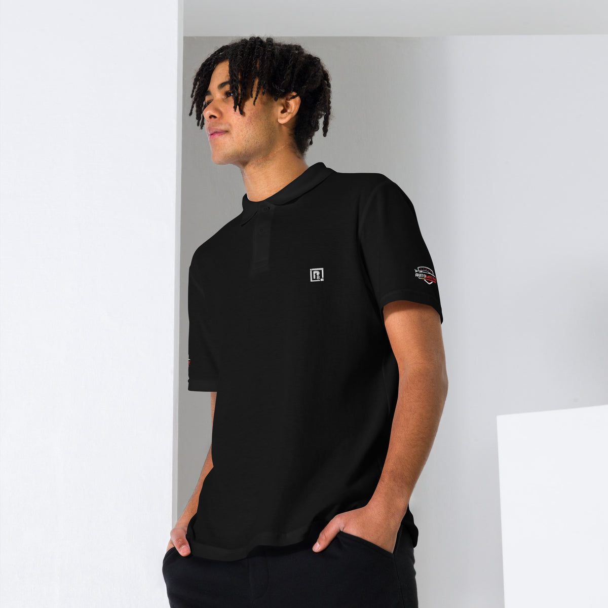 Black Unisex Piqué Polo Collar Pure Cotton T-Shirt